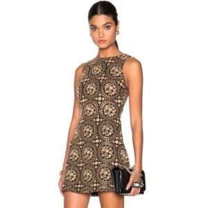 Alice + Olivia Black and Gold Mini Dress